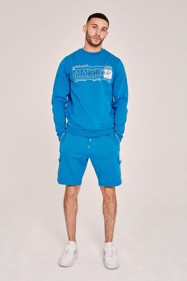 Men's Signature Sweatshirt & Shorts Twin Set - Sapphire Blue