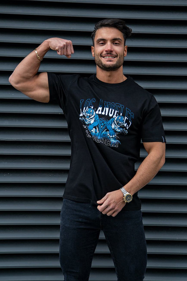 Men’s T-shirt Black/Blue - Los Angeles Tiger Print