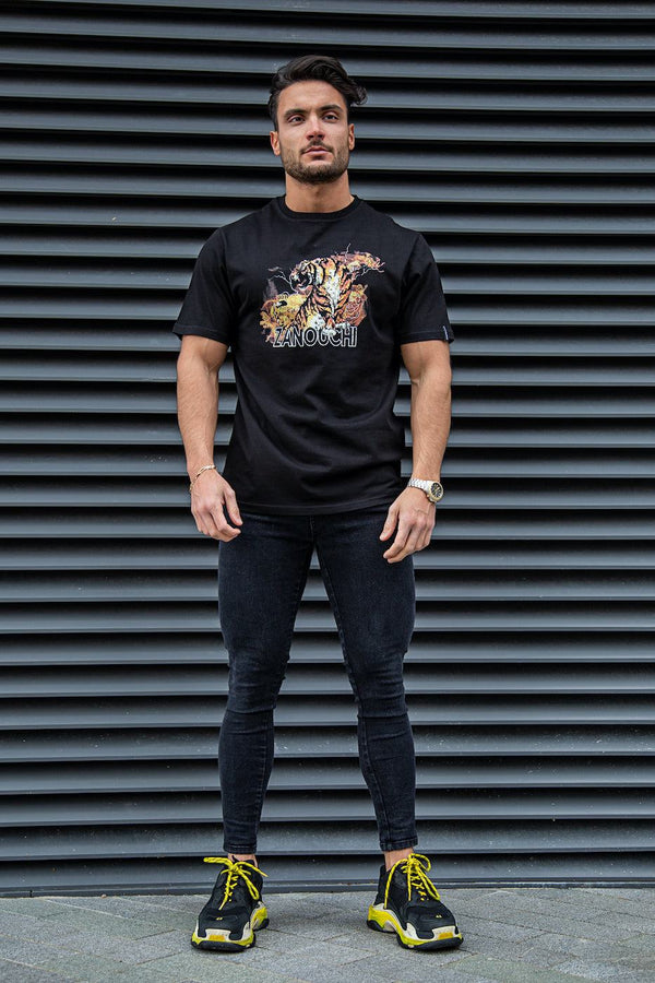 Men’s T-shirt – Black/Orange - Boston Tiger Print