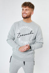 Men's Sweatshirt - Round Logo - Grey - Monaco Ready | Zanouchi