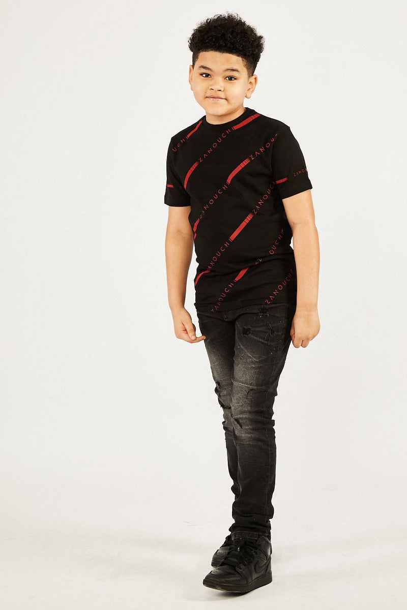 Boy's T-Shirt - Black/Red - London Ready - Zanouchi